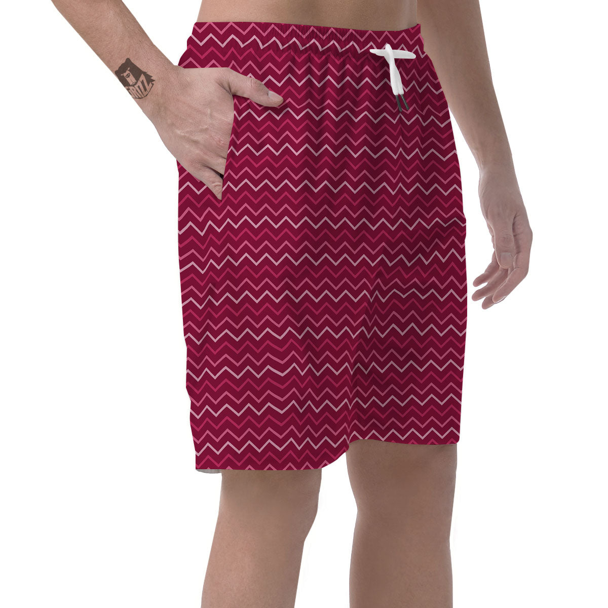 Zigzag Magenta Pink Print Pattern Men's Shorts-grizzshop
