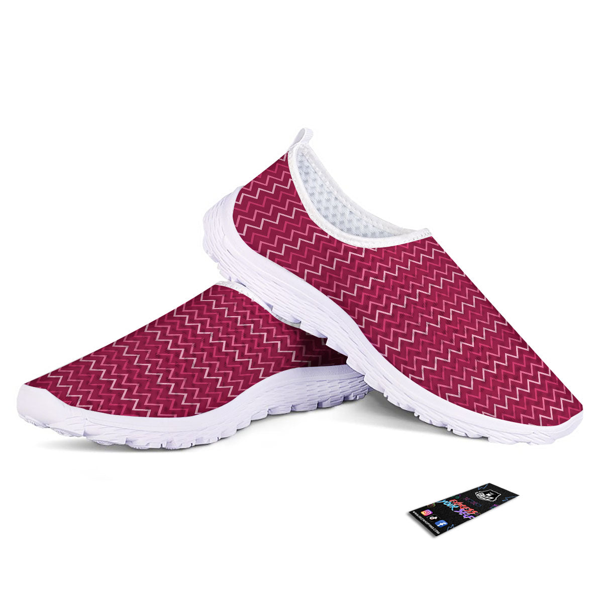 Zigzag Magenta Pink Print Pattern Nurse Shoes-grizzshop