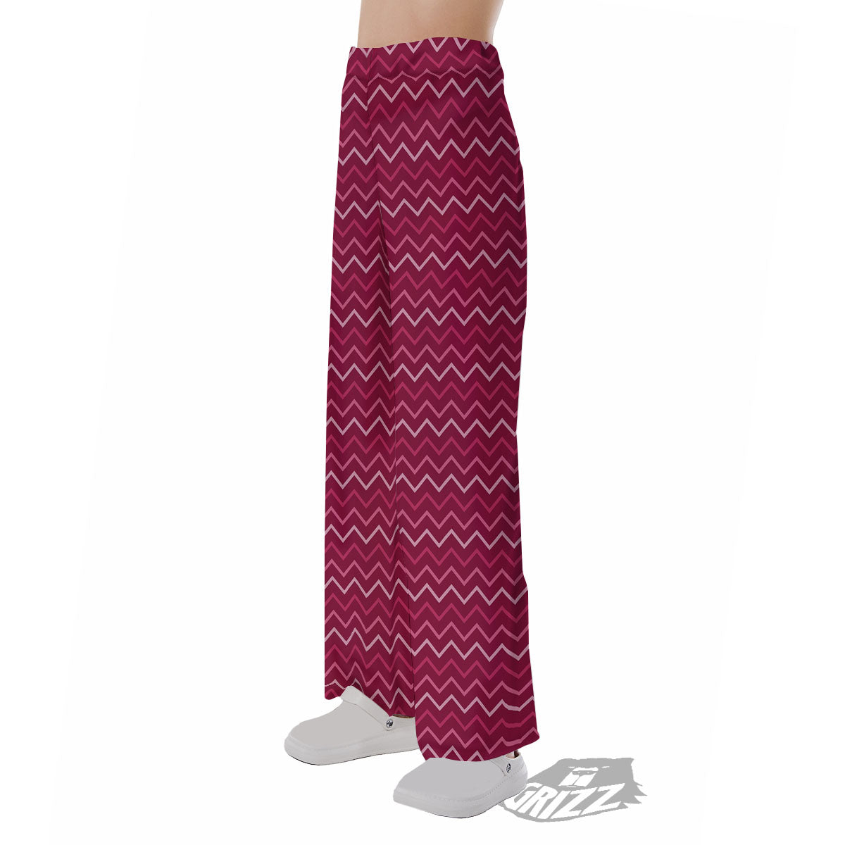 Zigzag Magenta Pink Print Pattern Pajama Pants-grizzshop