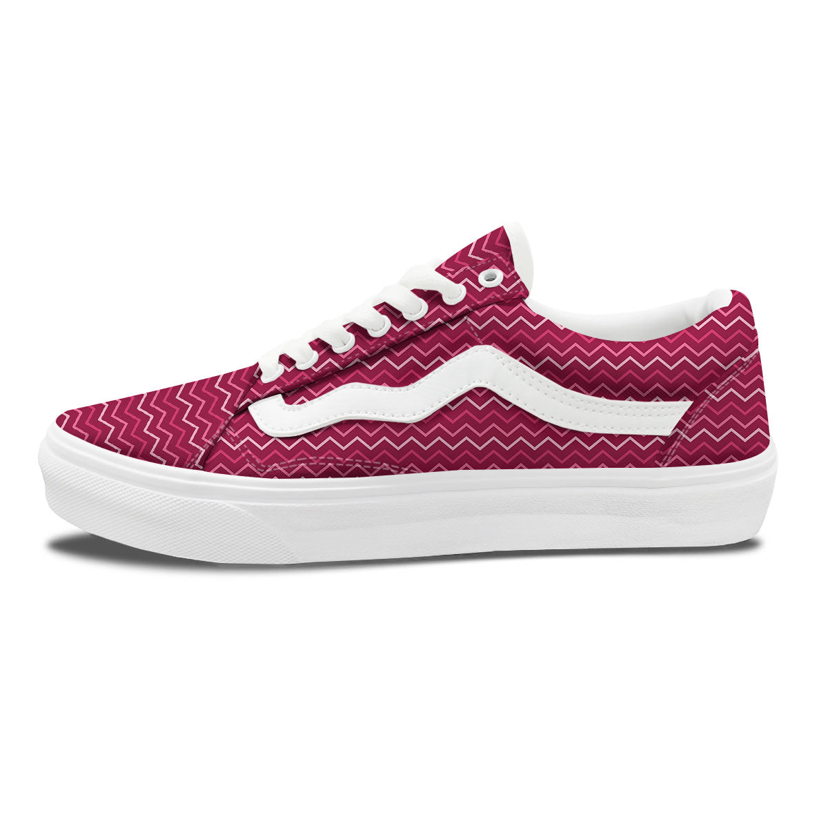 Zigzag Magenta Pink Print Pattern Skate Shoes-grizzshop