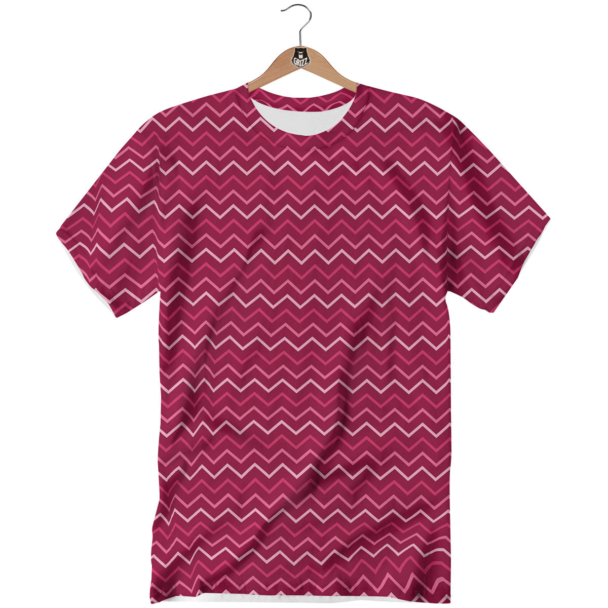 Zigzag Magenta Pink Print Pattern T-Shirt-grizzshop