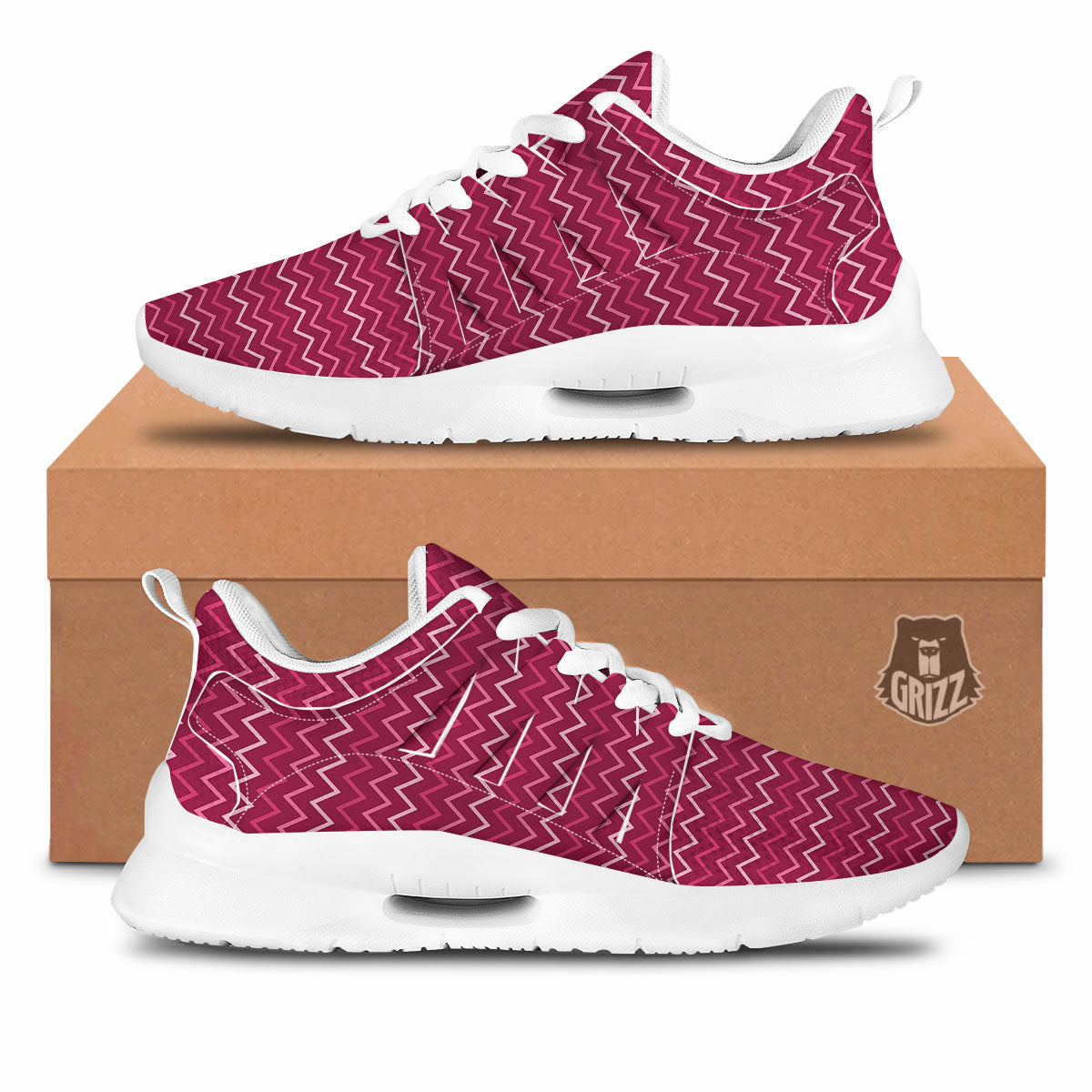 Zigzag Magenta Pink Print Pattern Tennis Shoes-grizzshop