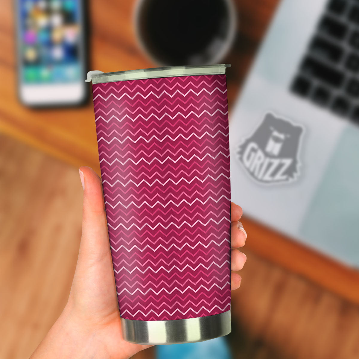 Zigzag Magenta Pink Print Pattern Tumbler-grizzshop