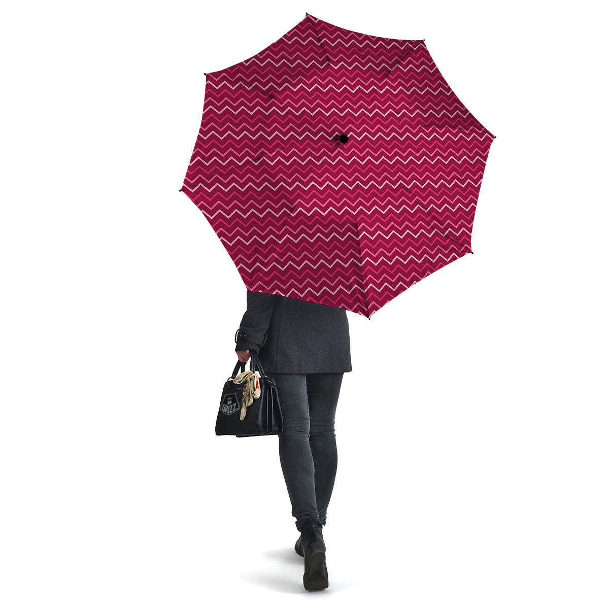 Zigzag Magenta Pink Print Pattern Umbrella-grizzshop