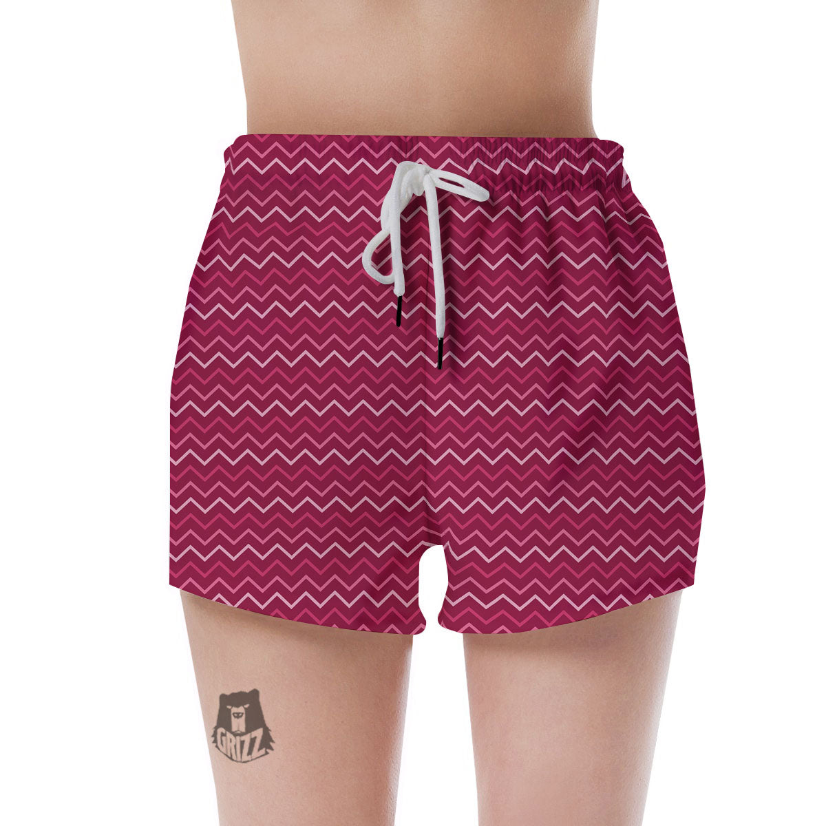 Zigzag Magenta Pink Print Pattern Women's Shorts-grizzshop