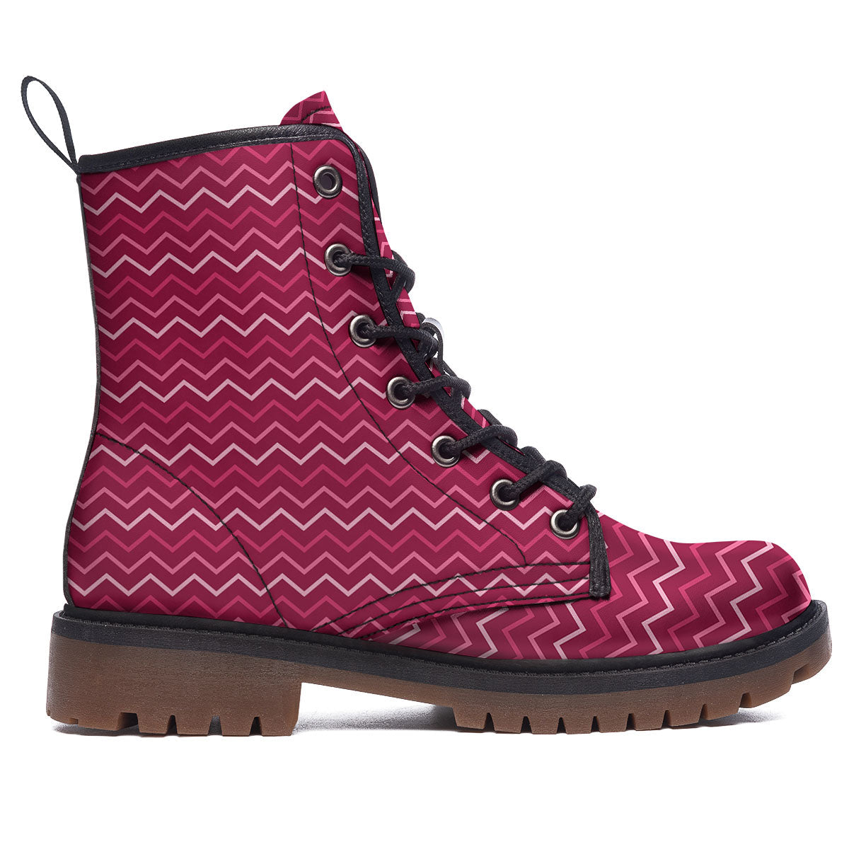 Zigzag Magenta Pink Print Pattern Work Boots-grizzshop