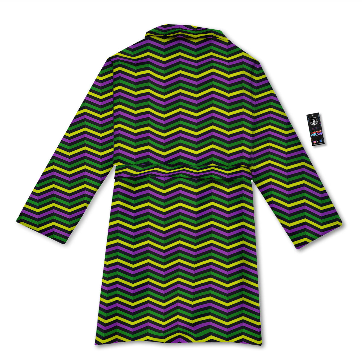 Zigzag Mardi Gras Print Pattern Bathrobe-grizzshop
