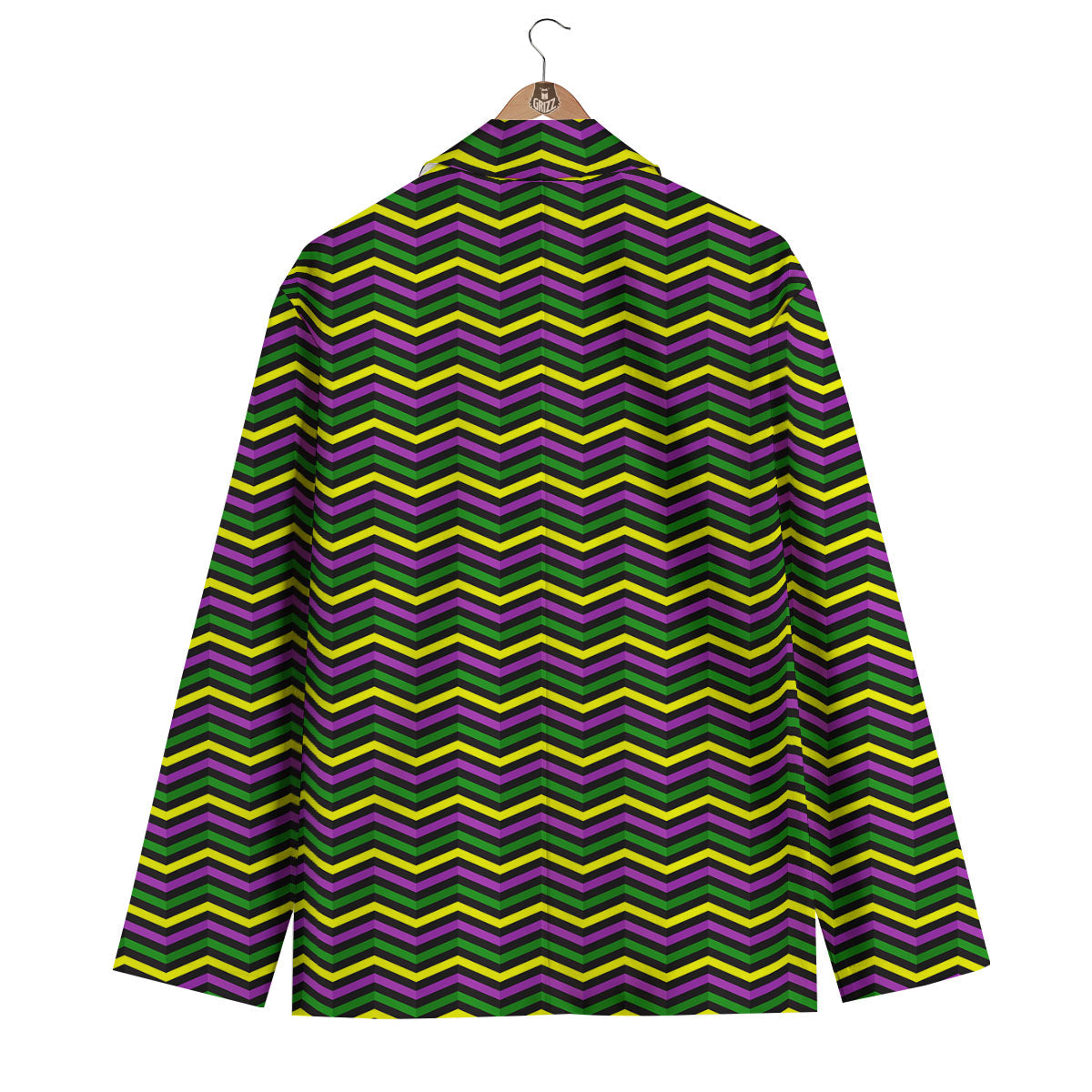 Zigzag Mardi Gras Print Pattern Men's Blazer-grizzshop