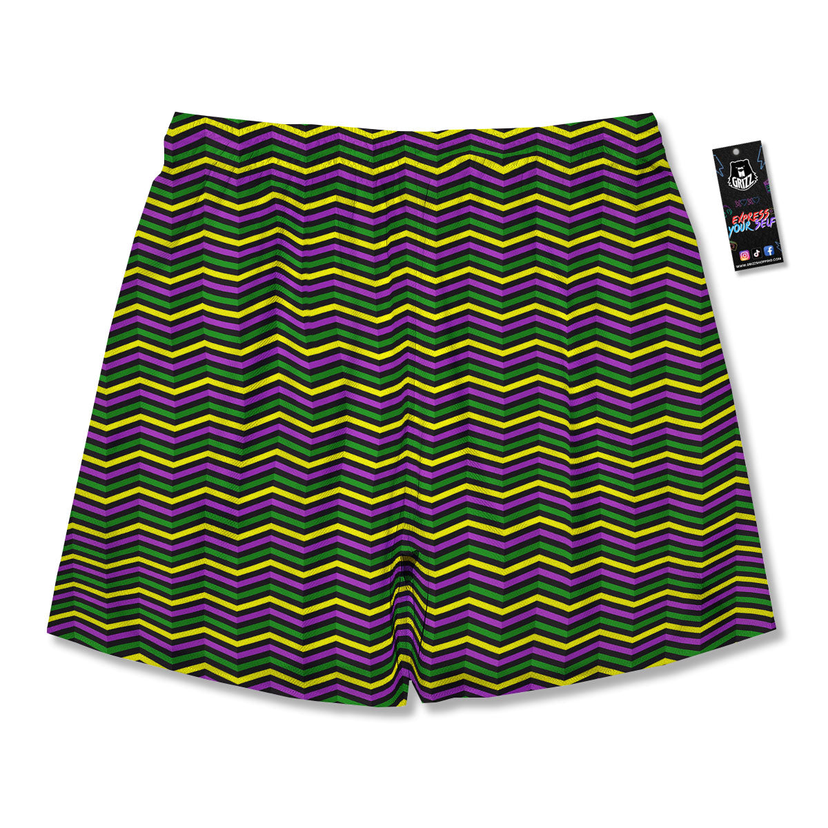 Zigzag Mardi Gras Print Pattern Men's Running Shorts-grizzshop