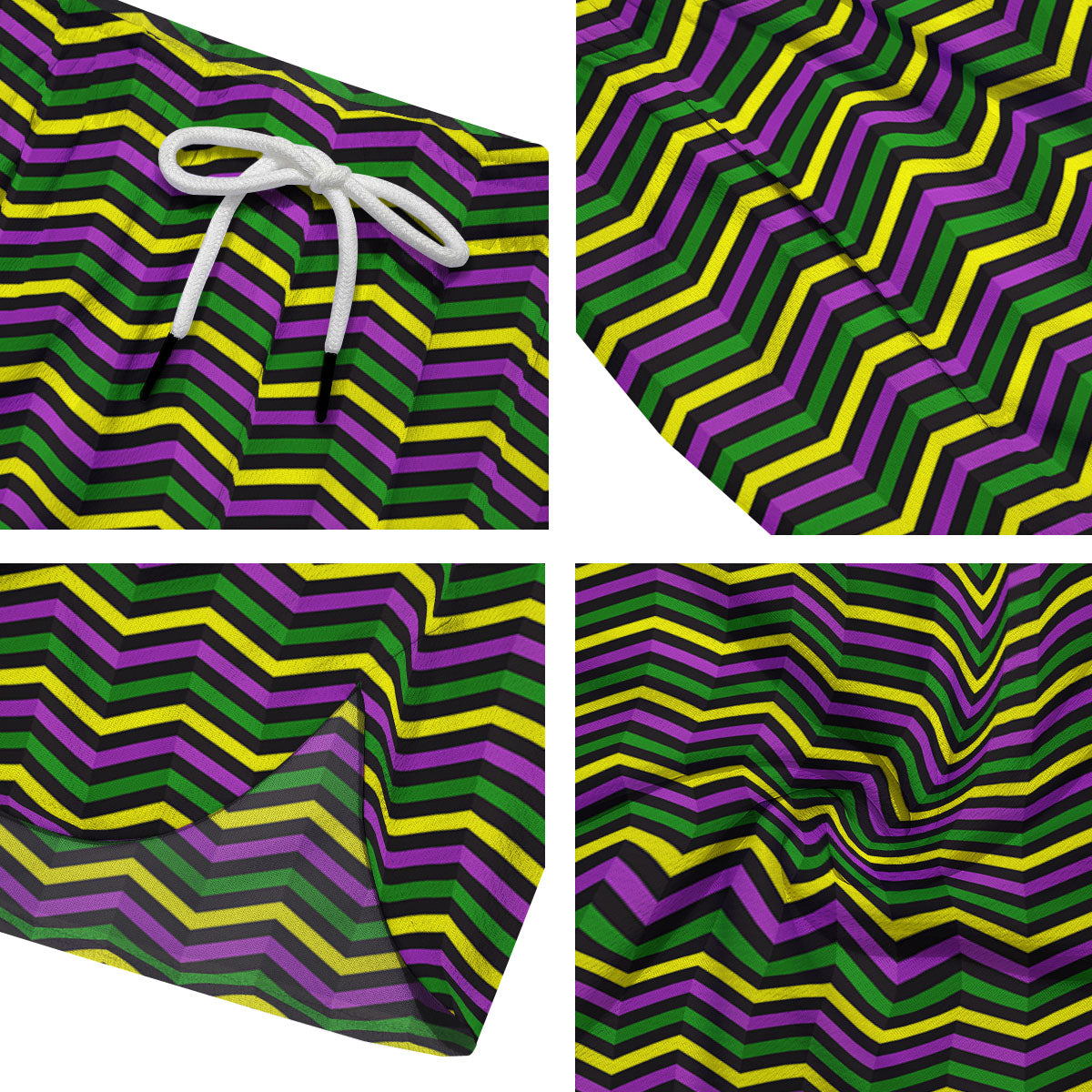 Zigzag Mardi Gras Print Pattern Men's Running Shorts-grizzshop