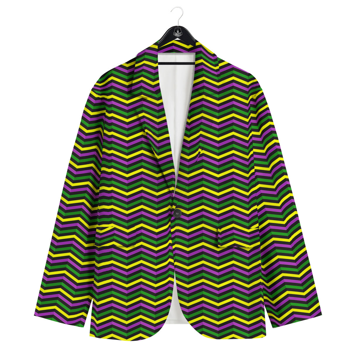 Zigzag Mardi Gras Print Pattern Men's Sport Coat-grizzshop