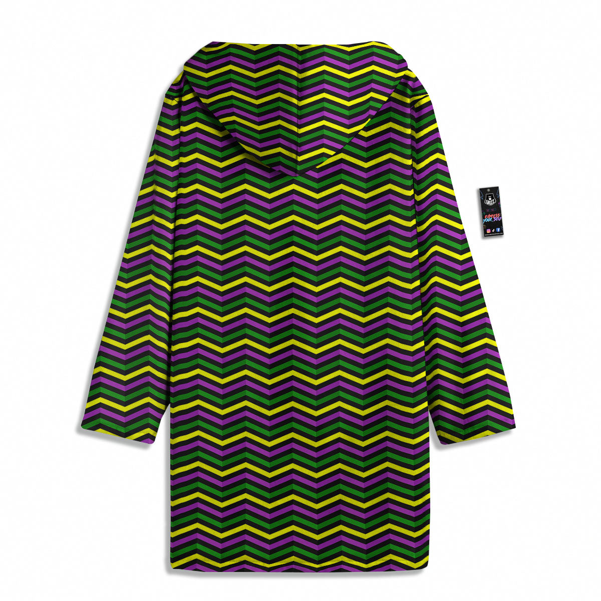 Zigzag Mardi Gras Print Pattern Men's Windbreaker Jacket-grizzshop