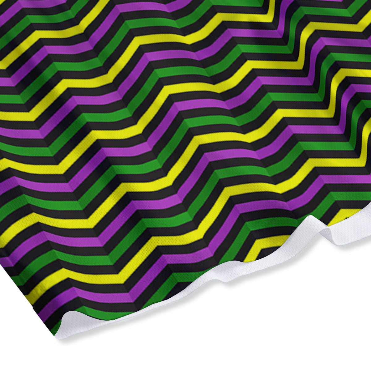 Zigzag Mardi Gras Print Pattern Mesh Shorts