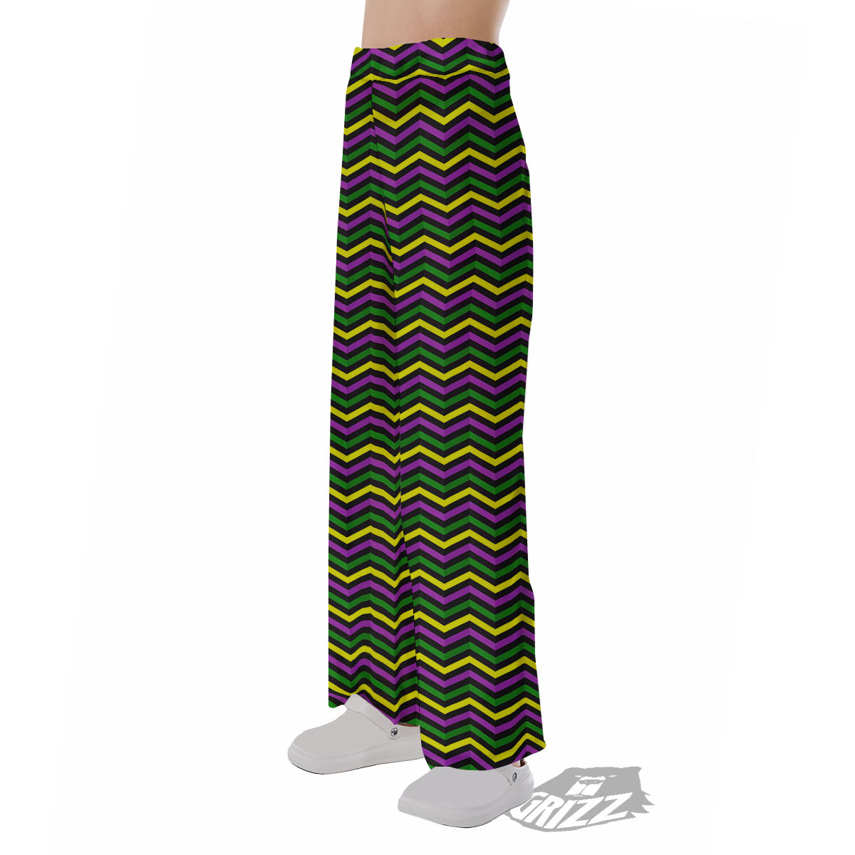 Zigzag Mardi Gras Print Pattern Pajama Pants-grizzshop