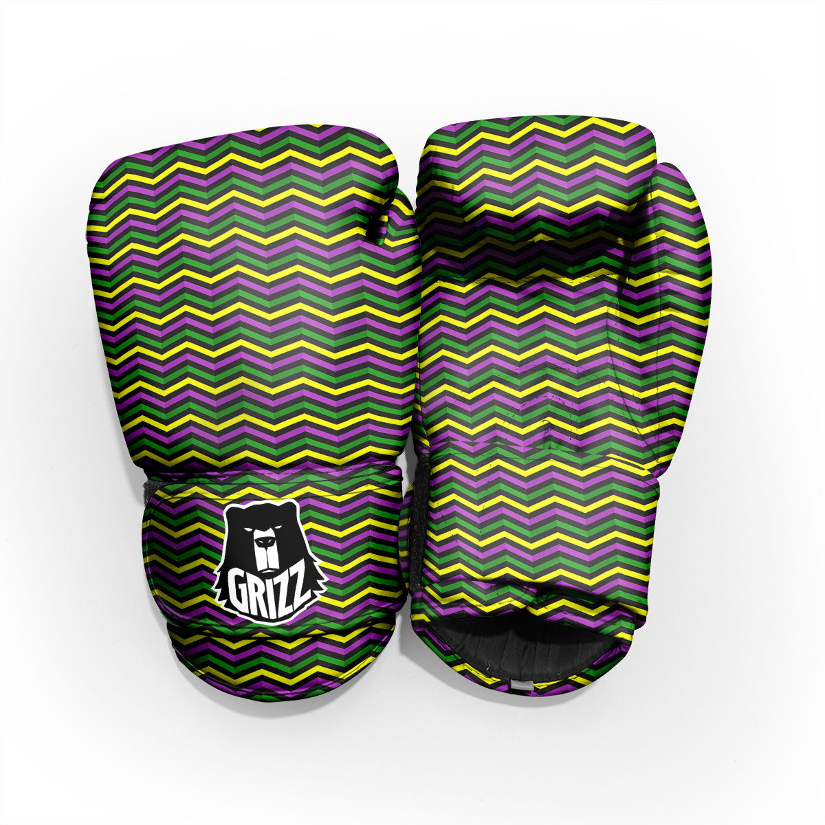 Zigzag Mardi Gras Print Pattern Pro Boxing Glove