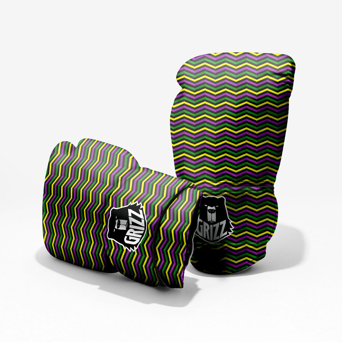 Zigzag Mardi Gras Print Pattern Pro Boxing Glove