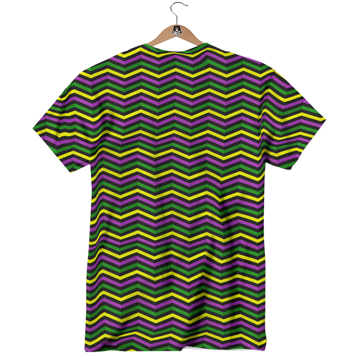 Zigzag Mardi Gras Print Pattern T-Shirt-grizzshop