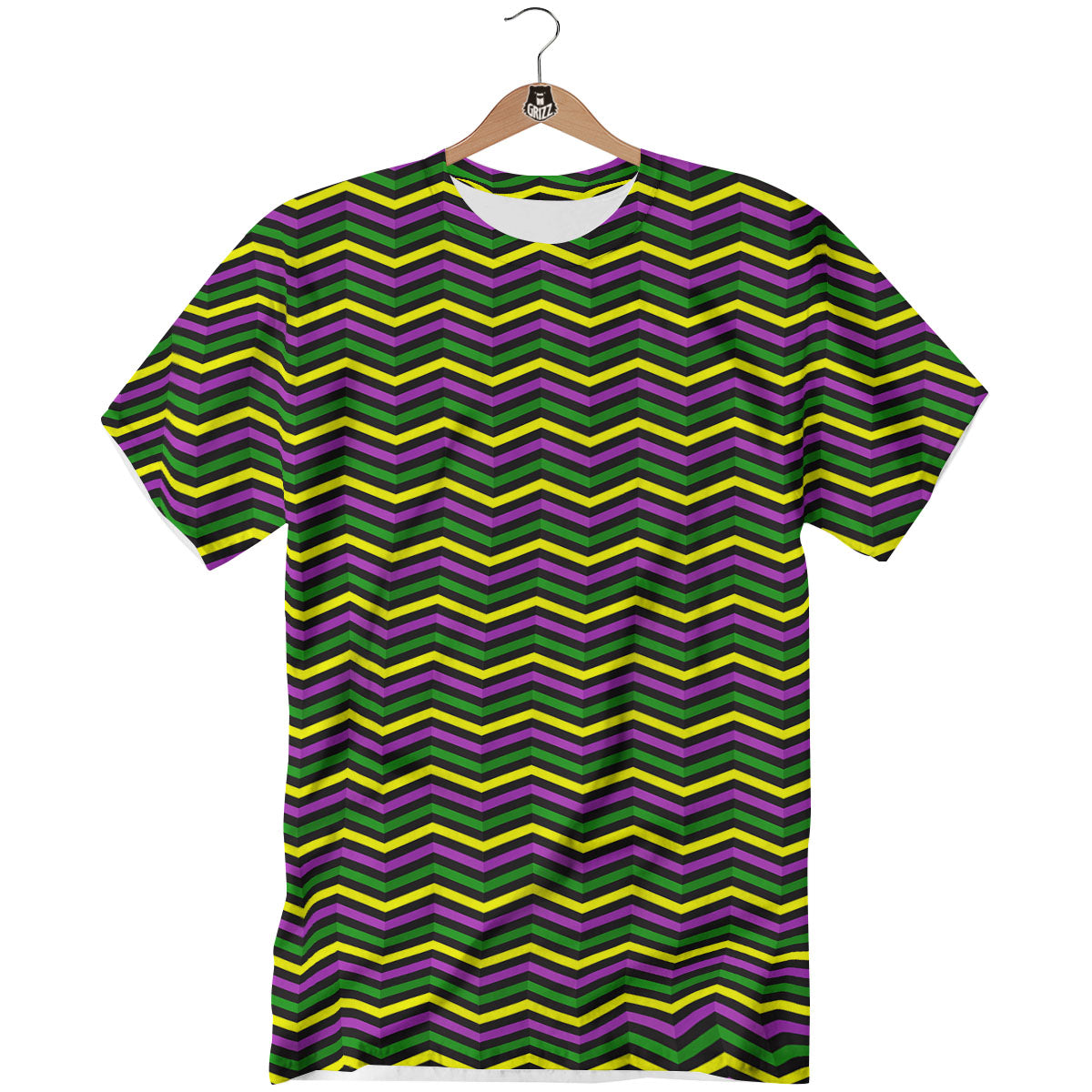 Zigzag Mardi Gras Print Pattern T-Shirt-grizzshop