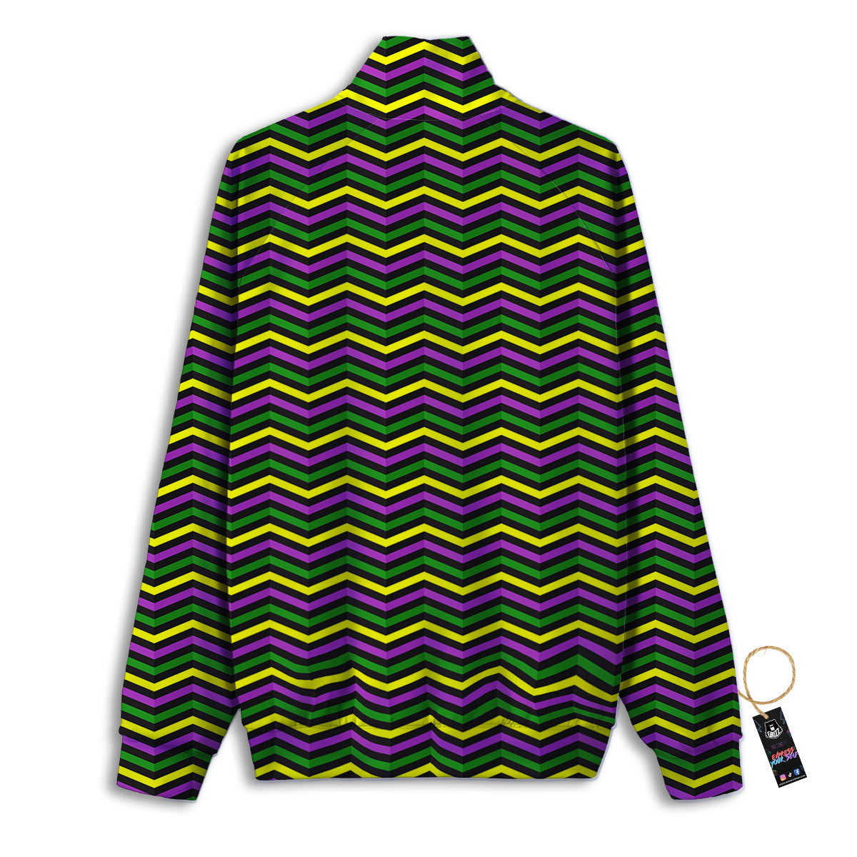 Zigzag Mardi Gras Print Pattern Track Jacket-grizzshop
