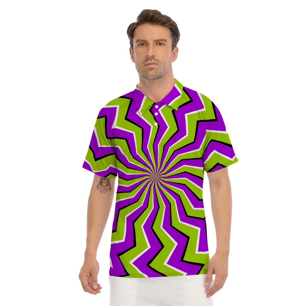 Zigzag Optical illusion Men's Golf Shirts-grizzshop
