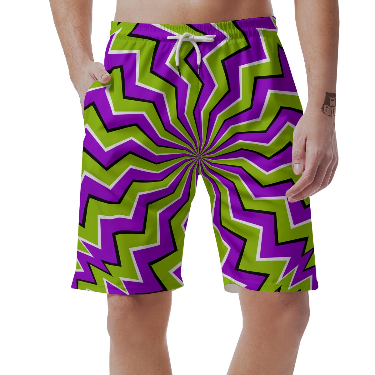 Zigzag Optical illusion Men's Shorts-grizzshop