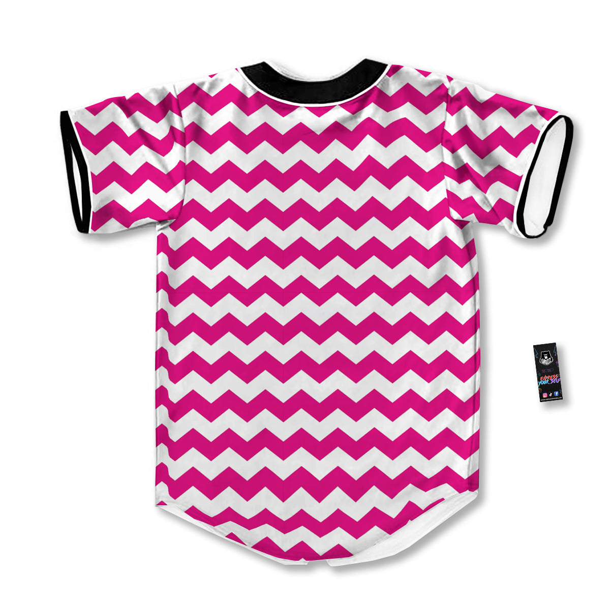 Zigzag Pink And White Print Pattern Baseball Jersey-grizzshop