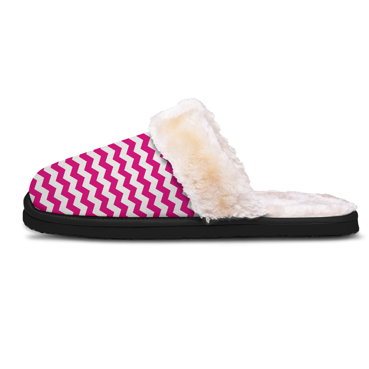 Zigzag Pink And White Print Pattern Slippers-grizzshop