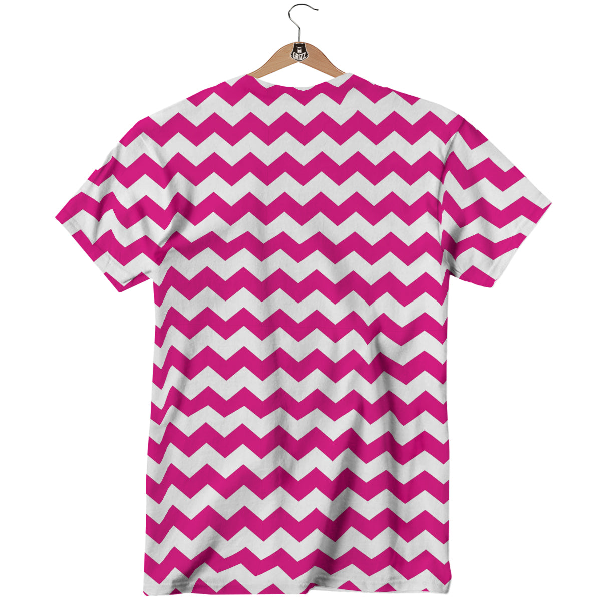 Zigzag Pink And White Print Pattern T-Shirt-grizzshop