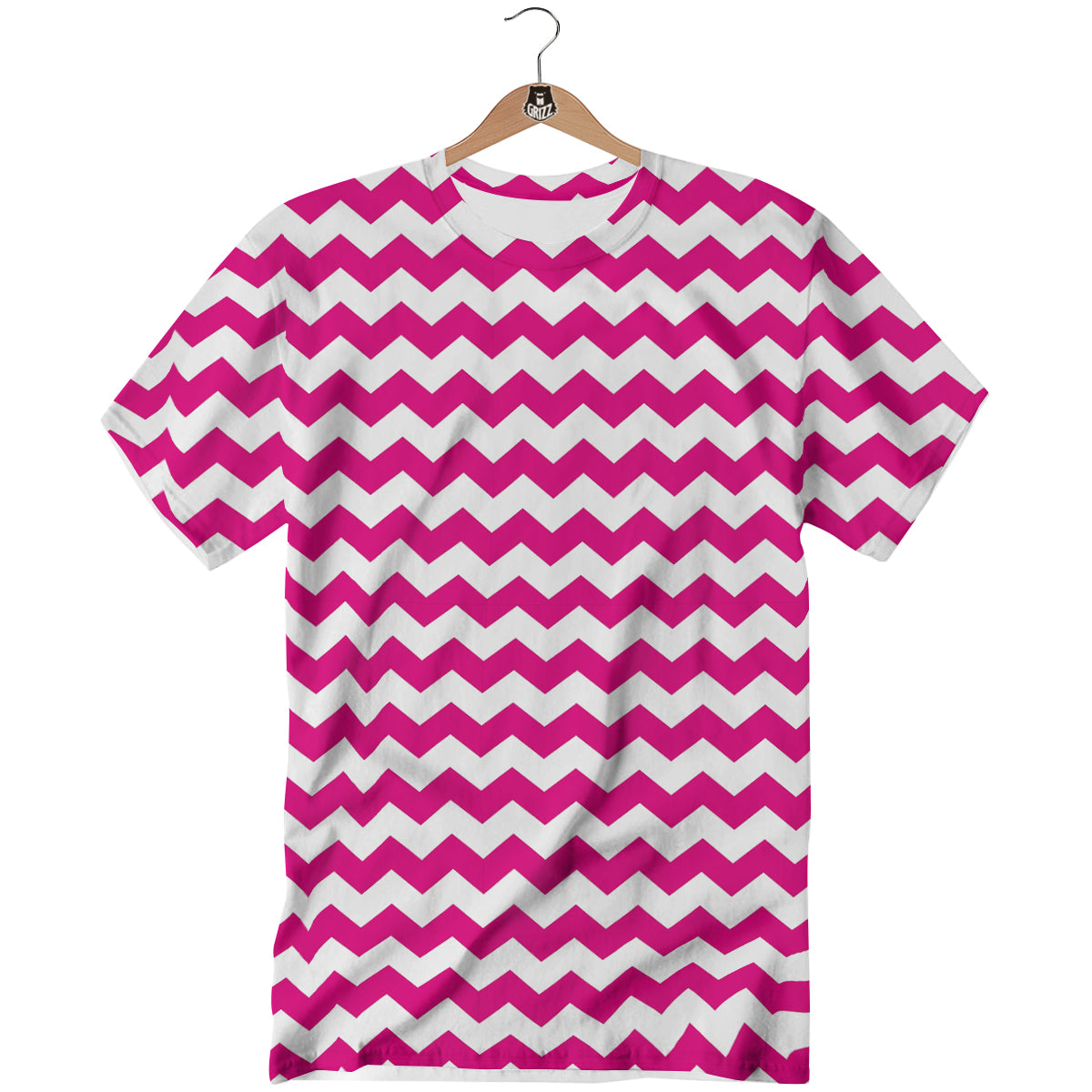 Zigzag Pink And White Print Pattern T-Shirt-grizzshop