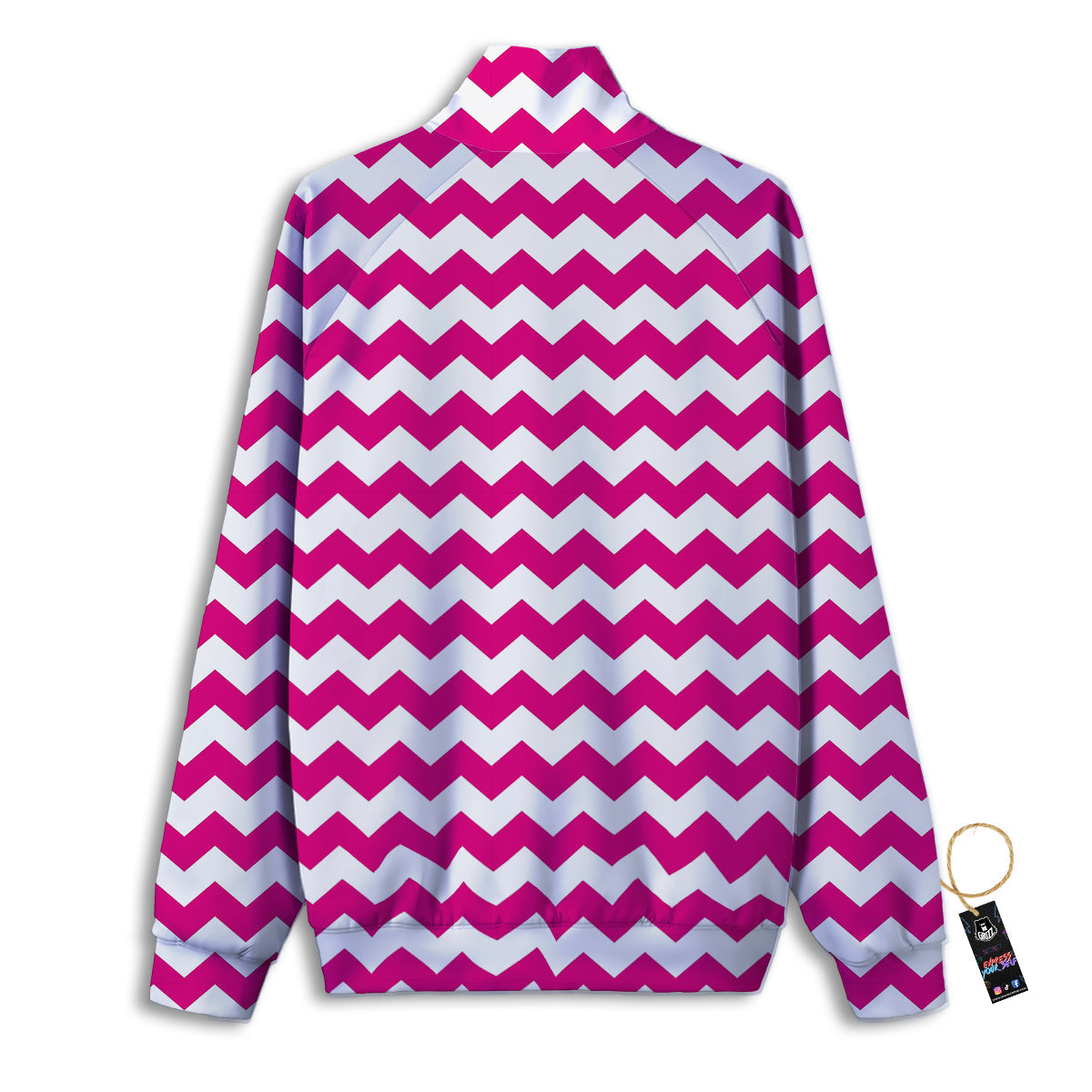 Zigzag Pink And White Print Pattern Track Jacket-grizzshop