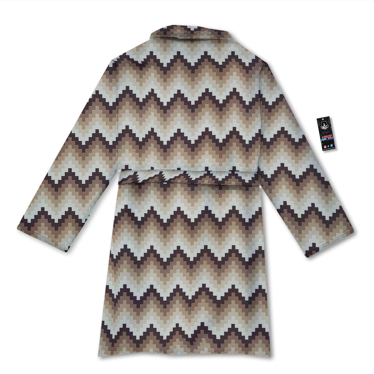 Zigzag Pixel Print Pattern Bathrobe-grizzshop