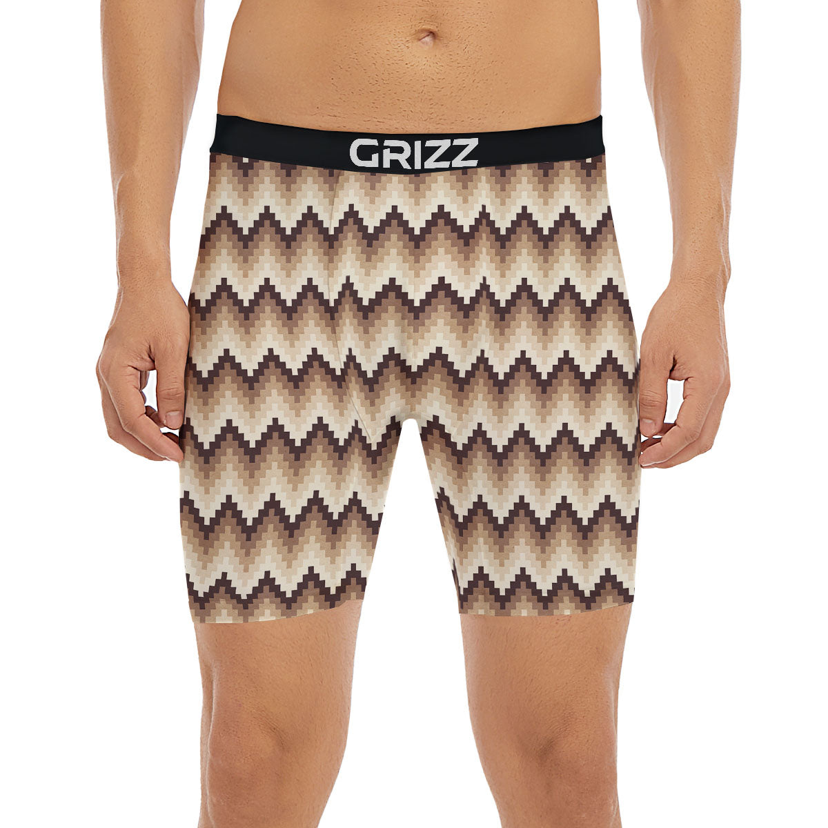 Zigzag Pixel Print Pattern Boxer Briefs-grizzshop