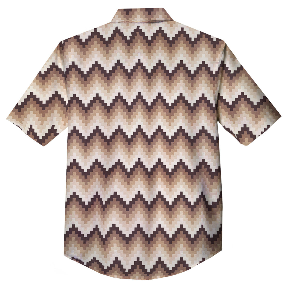 Zigzag Pixel Print Pattern Button Up Shirt-grizzshop