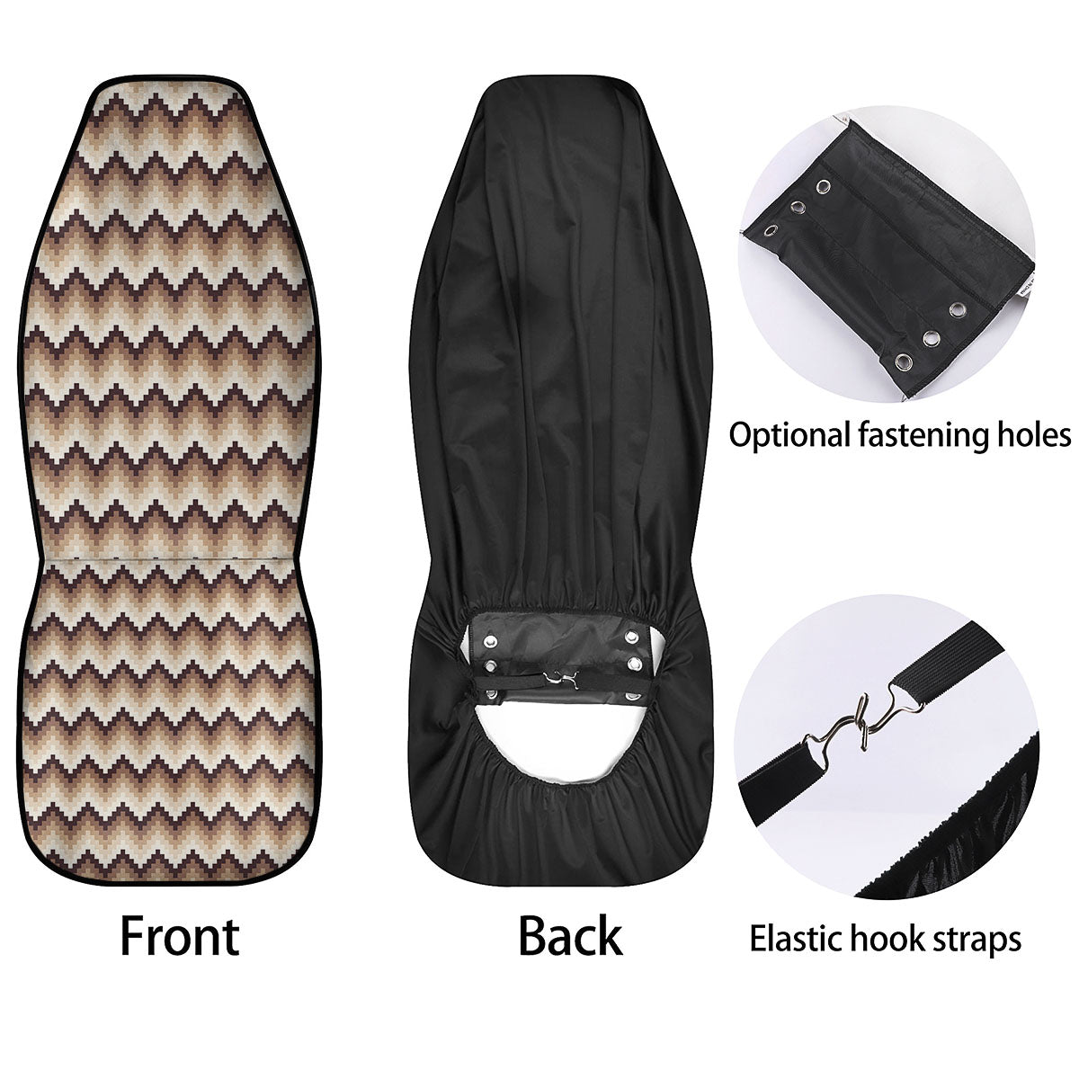 Zigzag Pixel Print Pattern Car Seat Covers-grizzshop