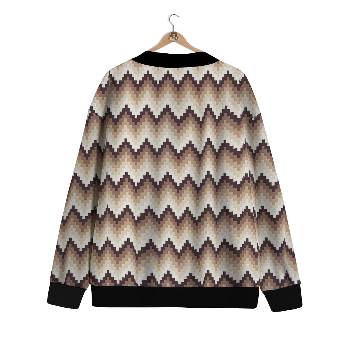 Zigzag Pixel Print Pattern Cardigan-grizzshop
