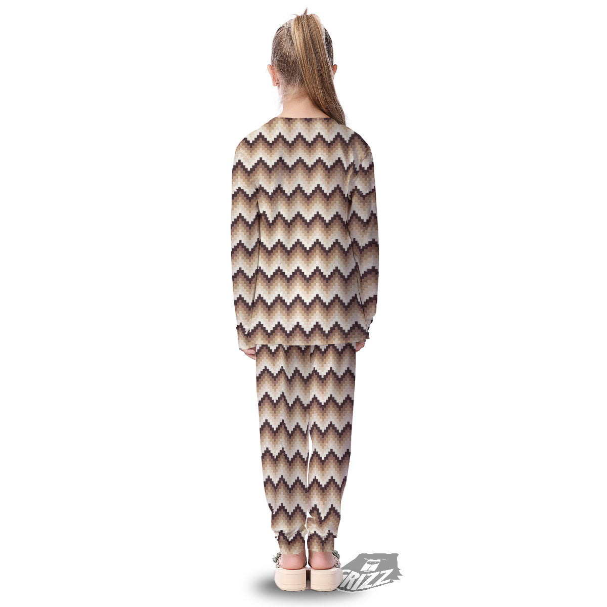 Zigzag Pixel Print Pattern Kid's Pajamas-grizzshop