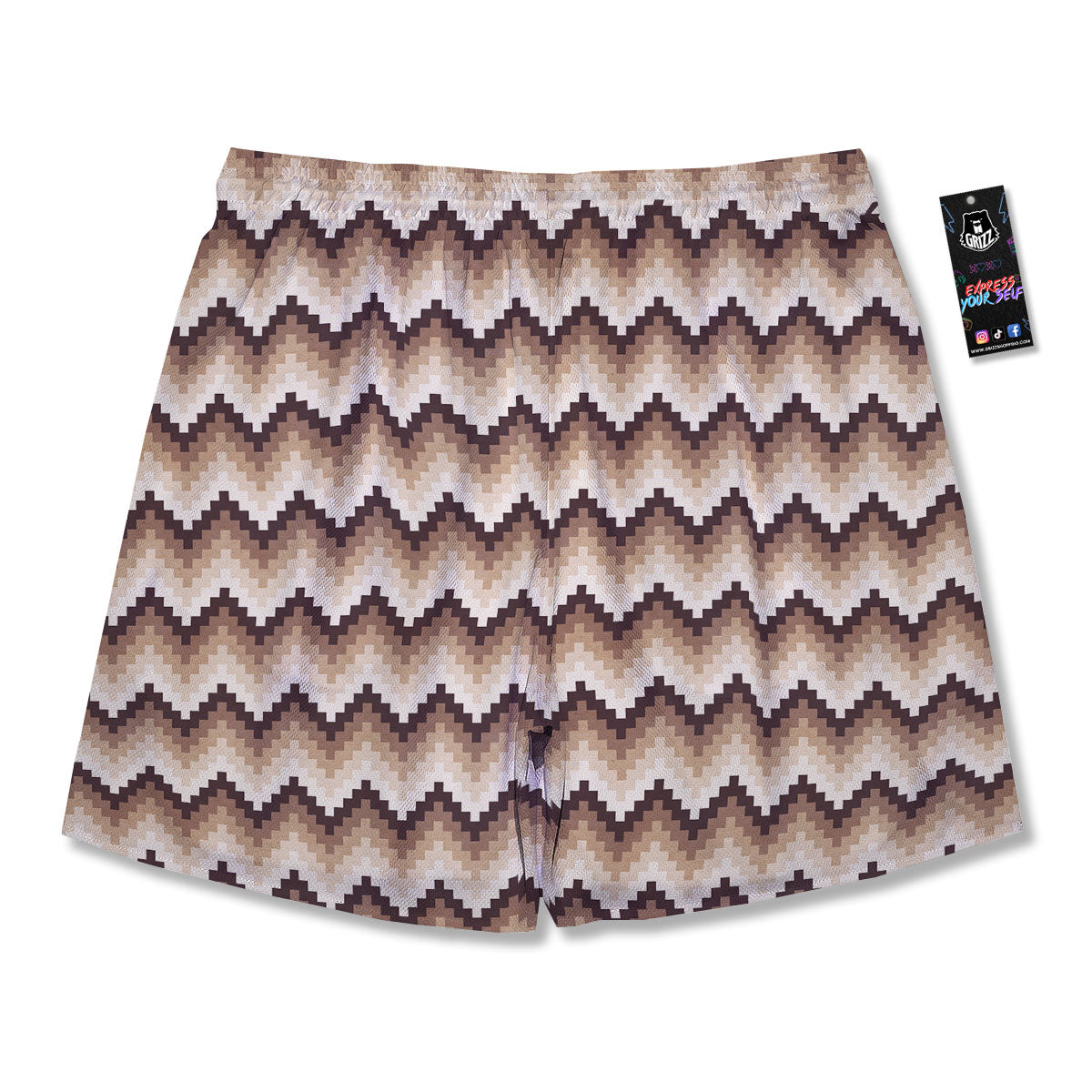Zigzag Pixel Print Pattern Men's Running Shorts-grizzshop