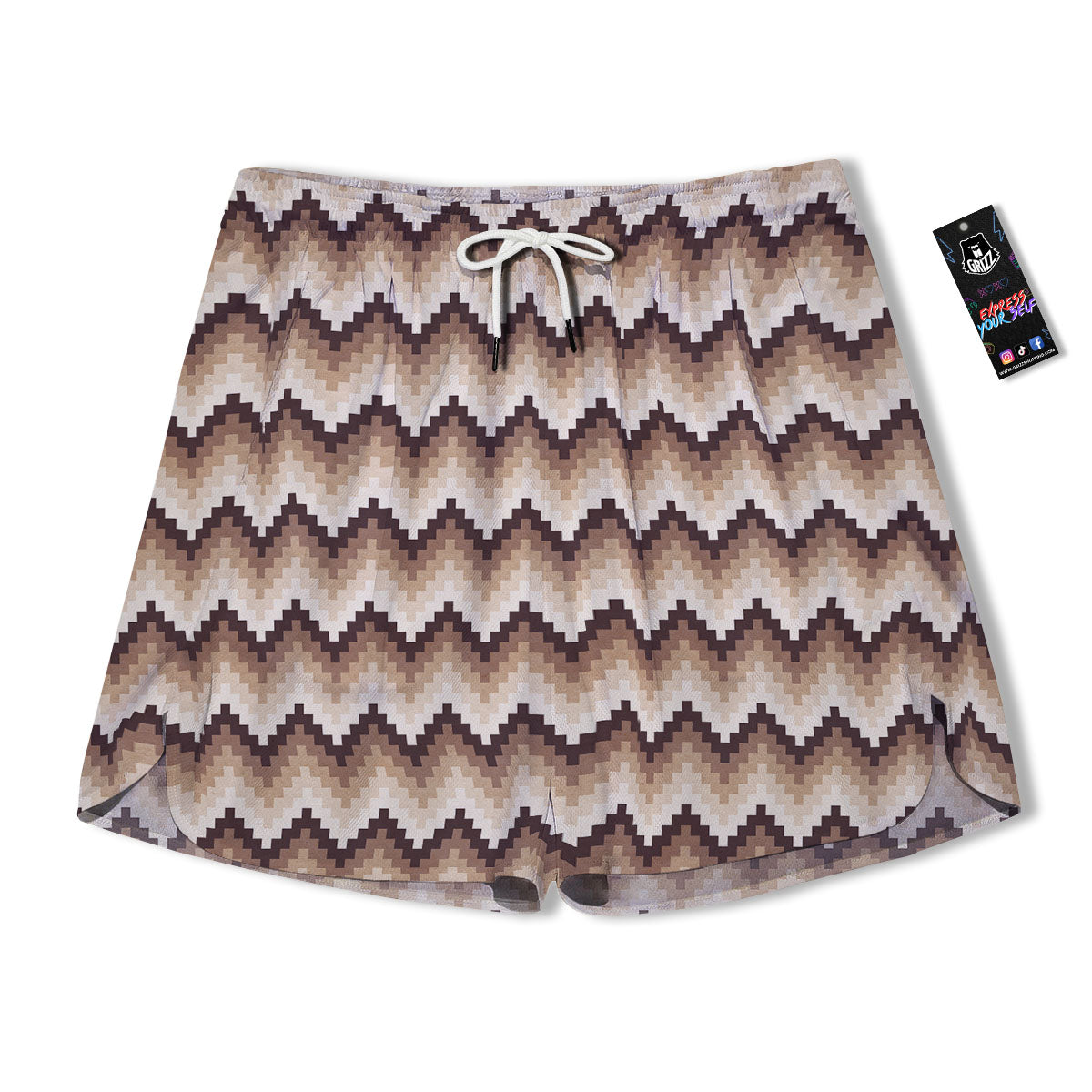 Zigzag Pixel Print Pattern Men's Running Shorts-grizzshop