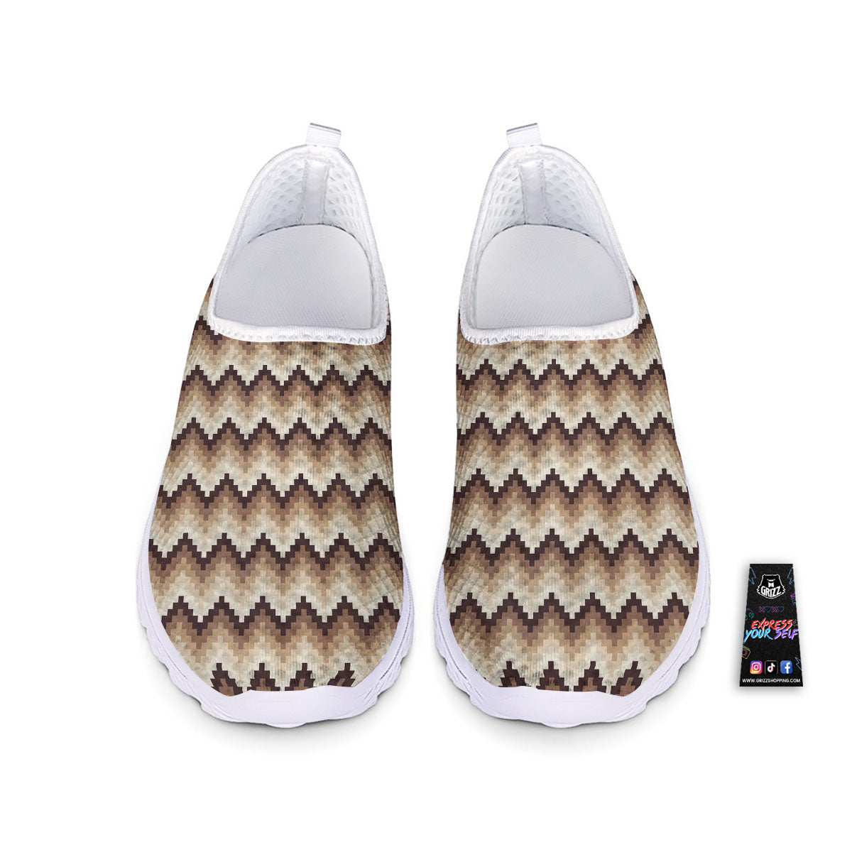 Zigzag Pixel Print Pattern Nurse Shoes-grizzshop