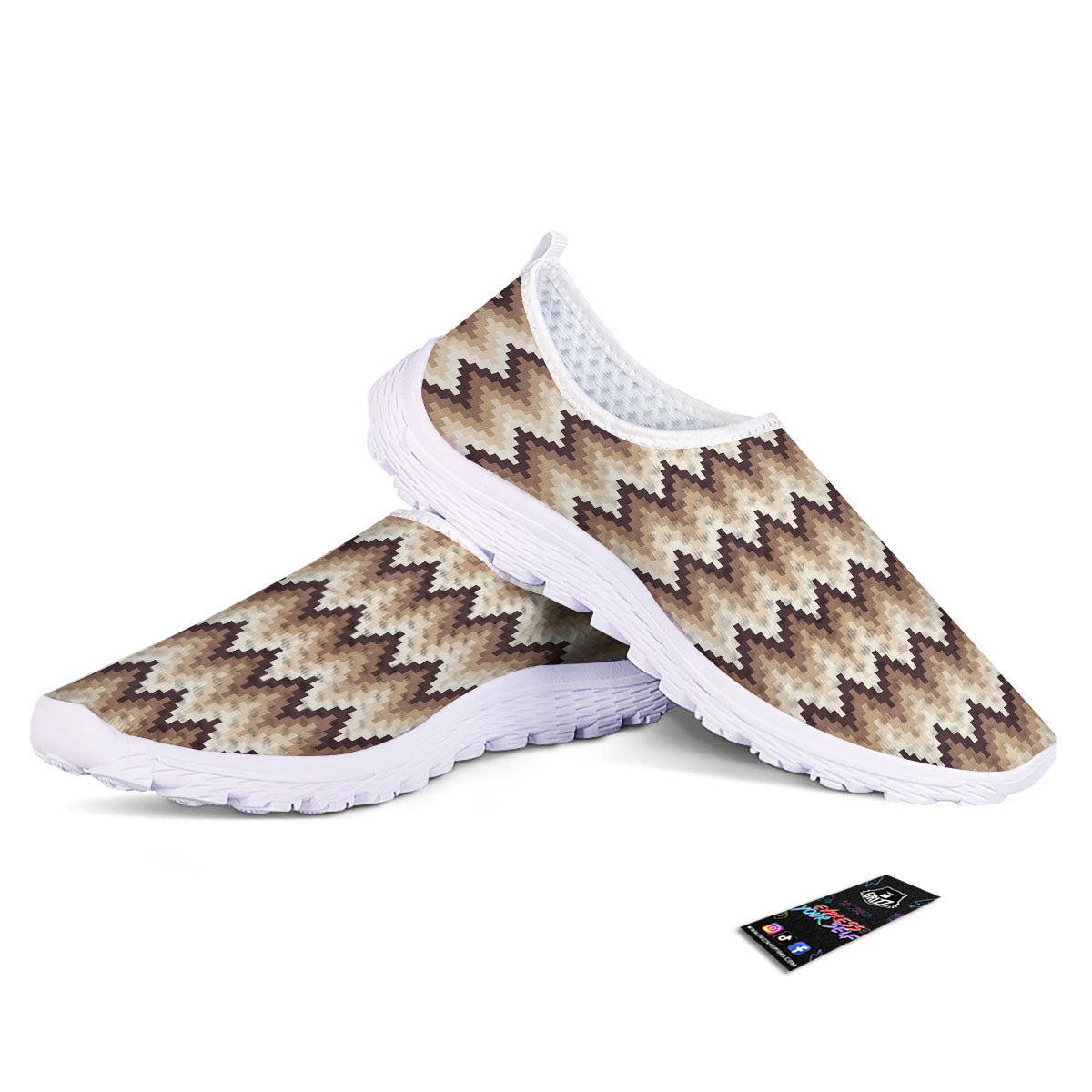 Zigzag Pixel Print Pattern Nurse Shoes-grizzshop