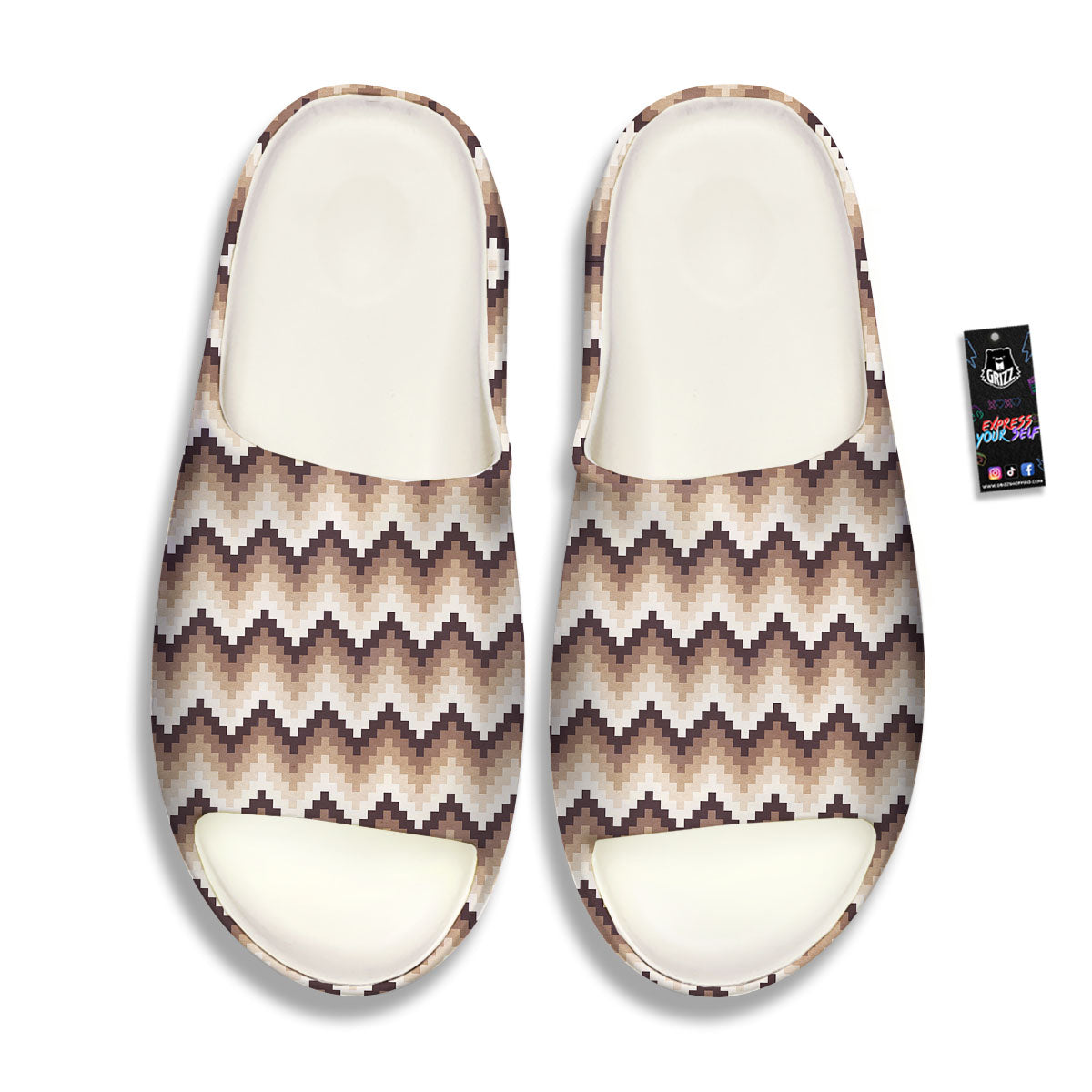 Zigzag Pixel Print Pattern Sandals-grizzshop
