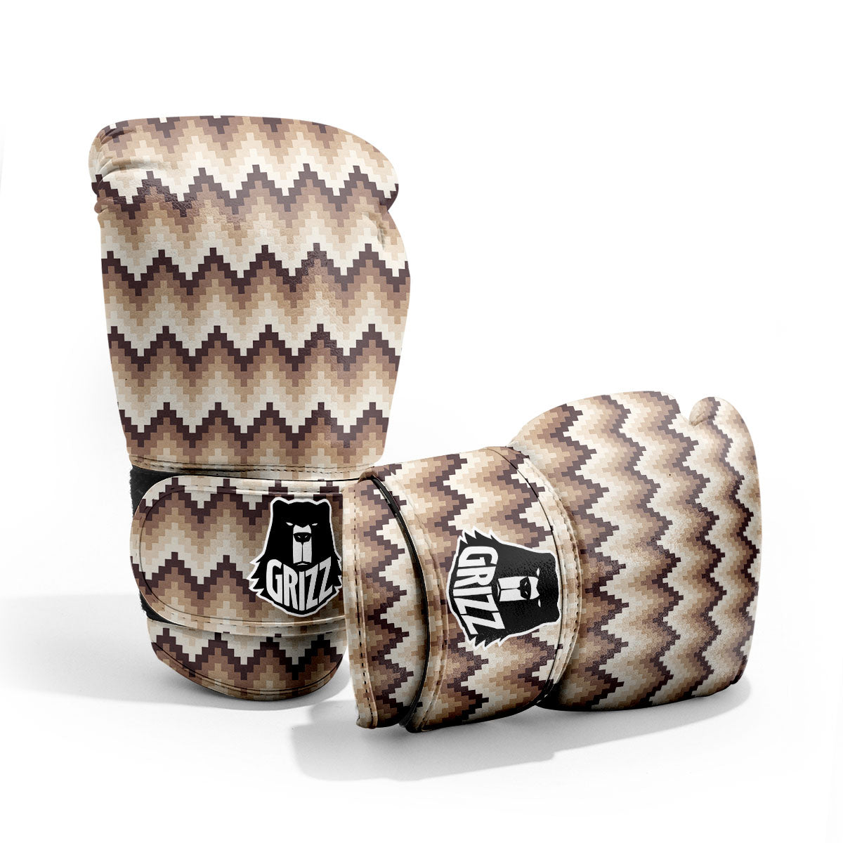Zigzag Pixel Print Pattern Sparring Gloves-grizzshop