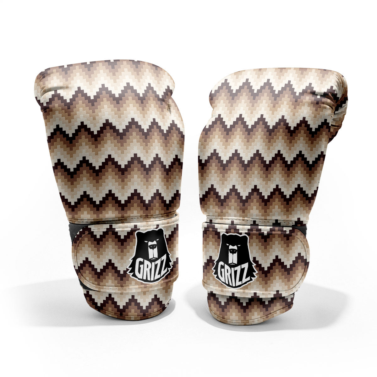 Zigzag Pixel Print Pattern Sparring Gloves-grizzshop