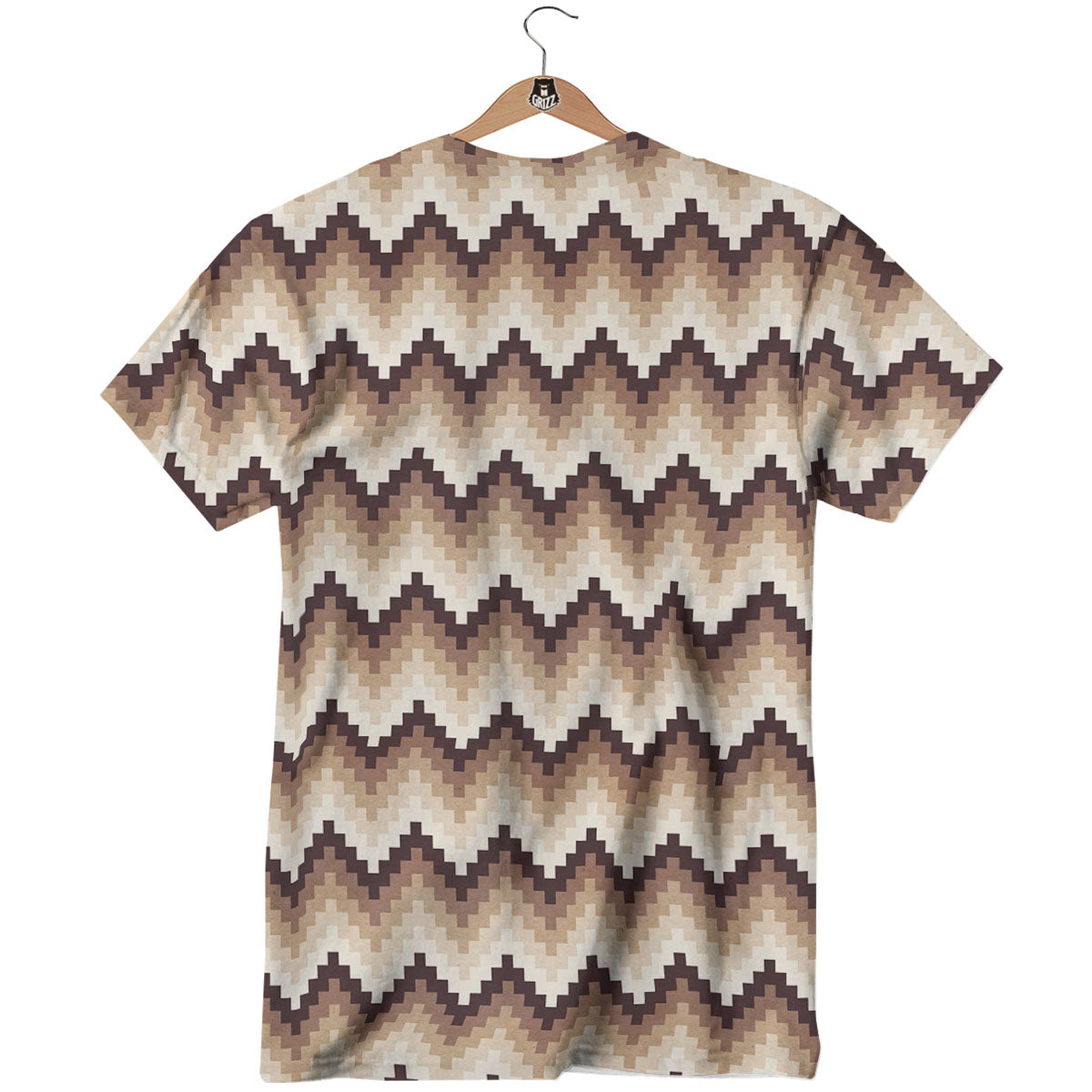Zigzag Pixel Print Pattern T-Shirt-grizzshop