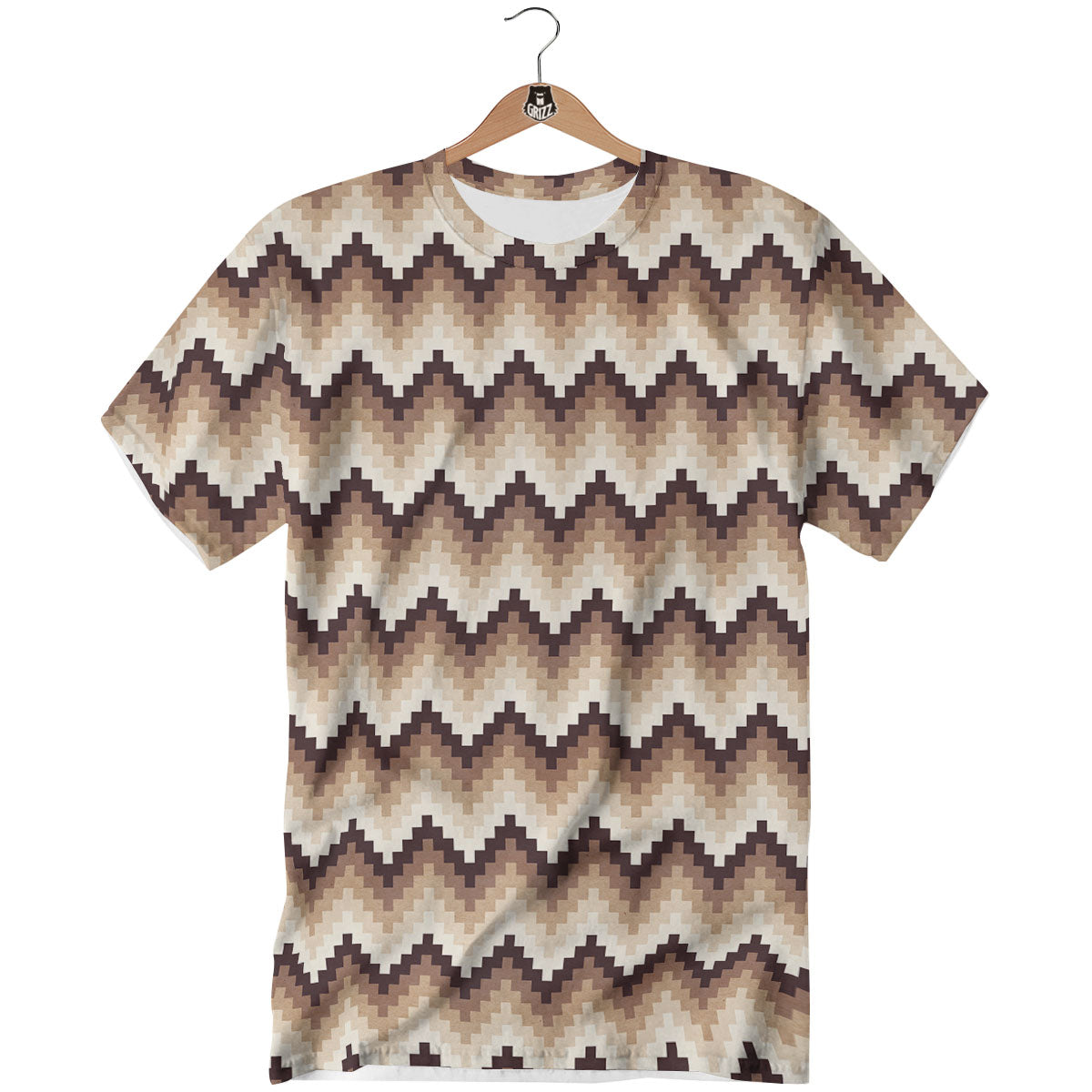 Zigzag Pixel Print Pattern T-Shirt-grizzshop