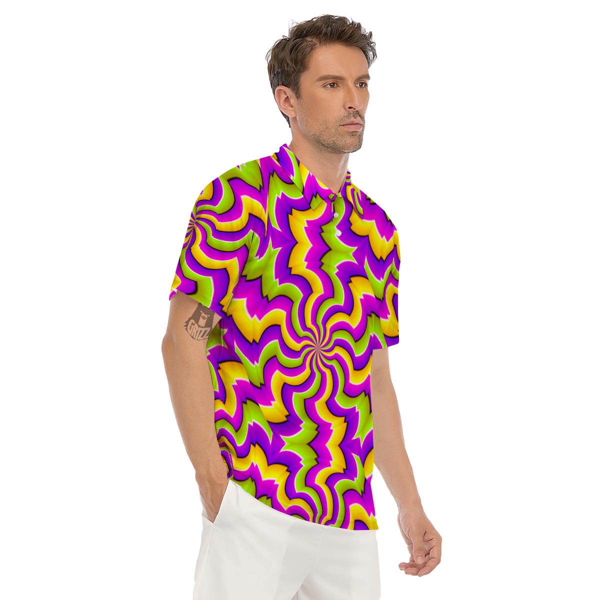 Zigzag Psychedelic Optical illusion Men's Golf Shirts-grizzshop