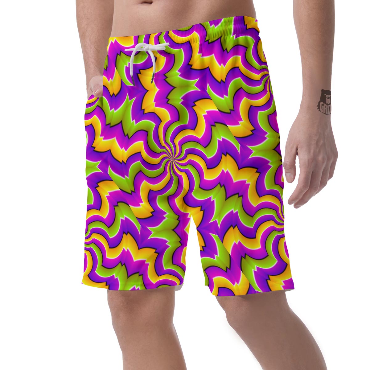 Zigzag Psychedelic Optical illusion Men's Shorts-grizzshop