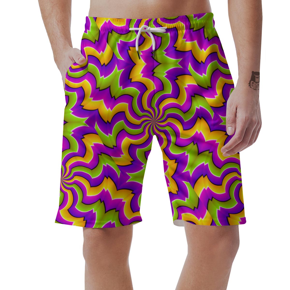 Zigzag Psychedelic Optical illusion Men's Shorts-grizzshop