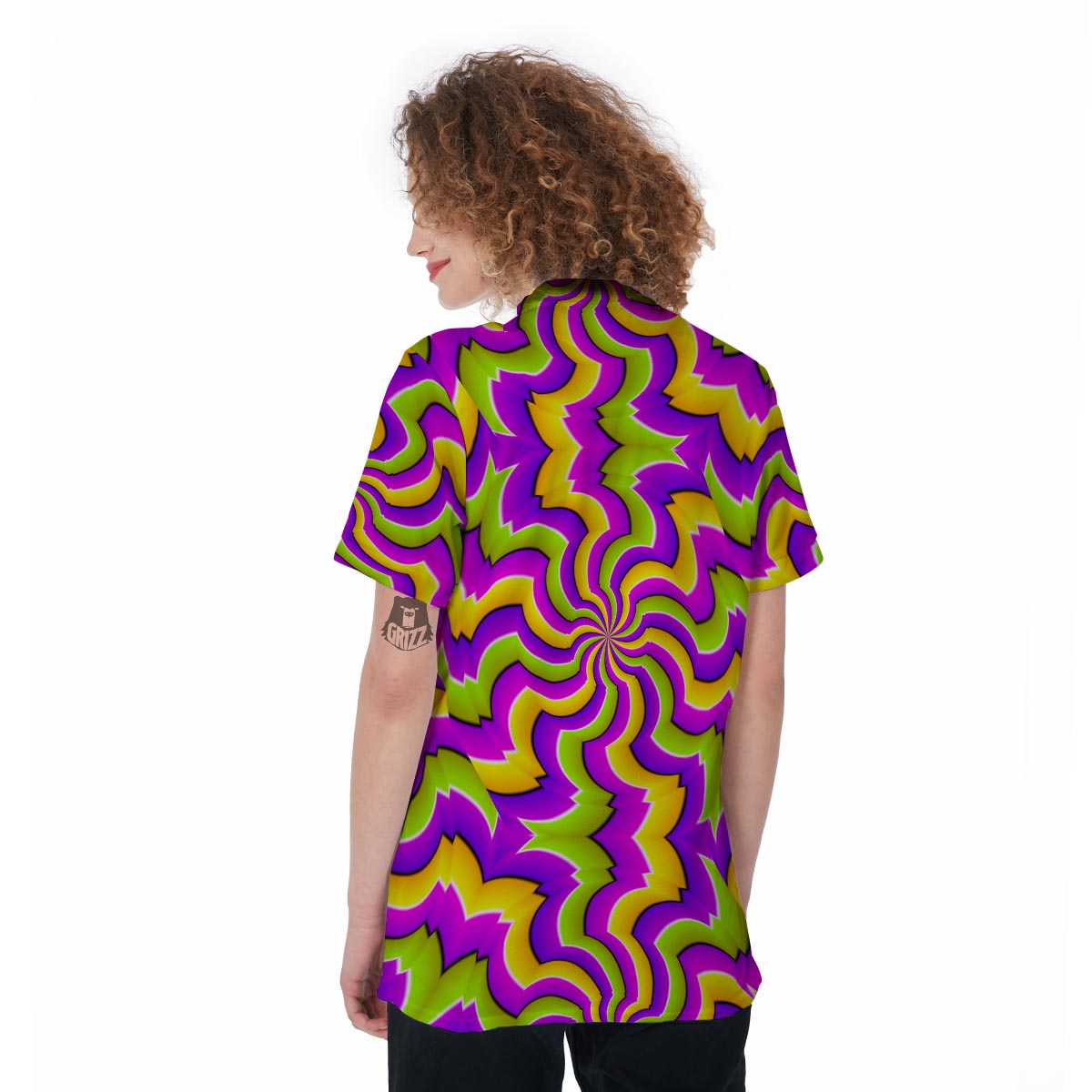 Zigzag Psychedelic Optical illusion Women's Golf Shirts-grizzshop