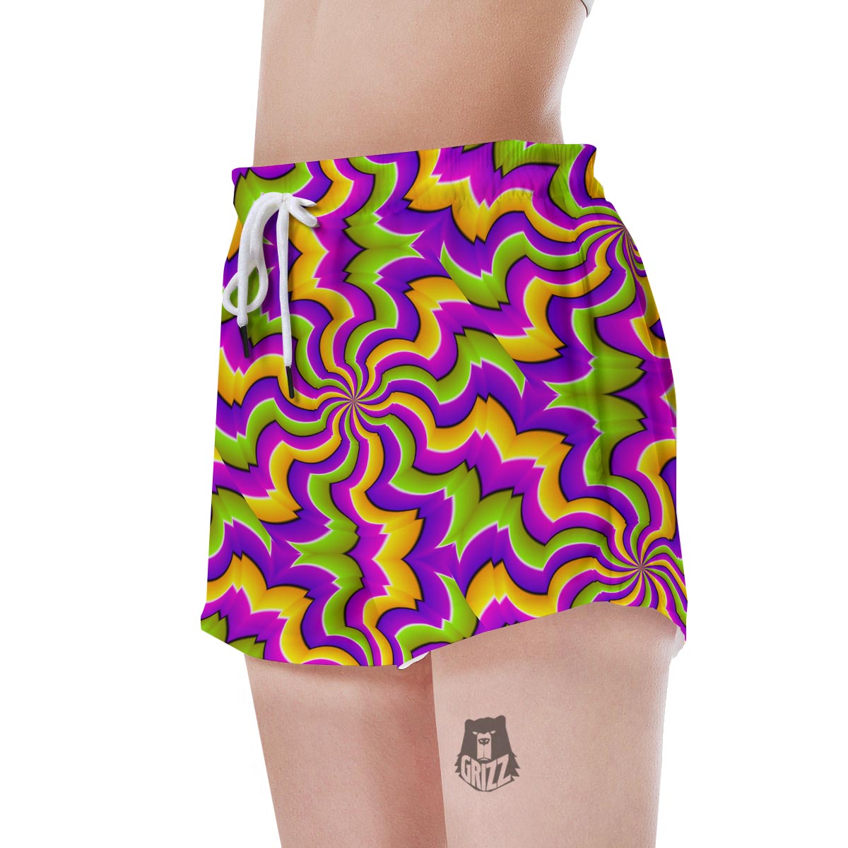 Zigzag Psychedelic Optical illusion Women's Shorts-grizzshop
